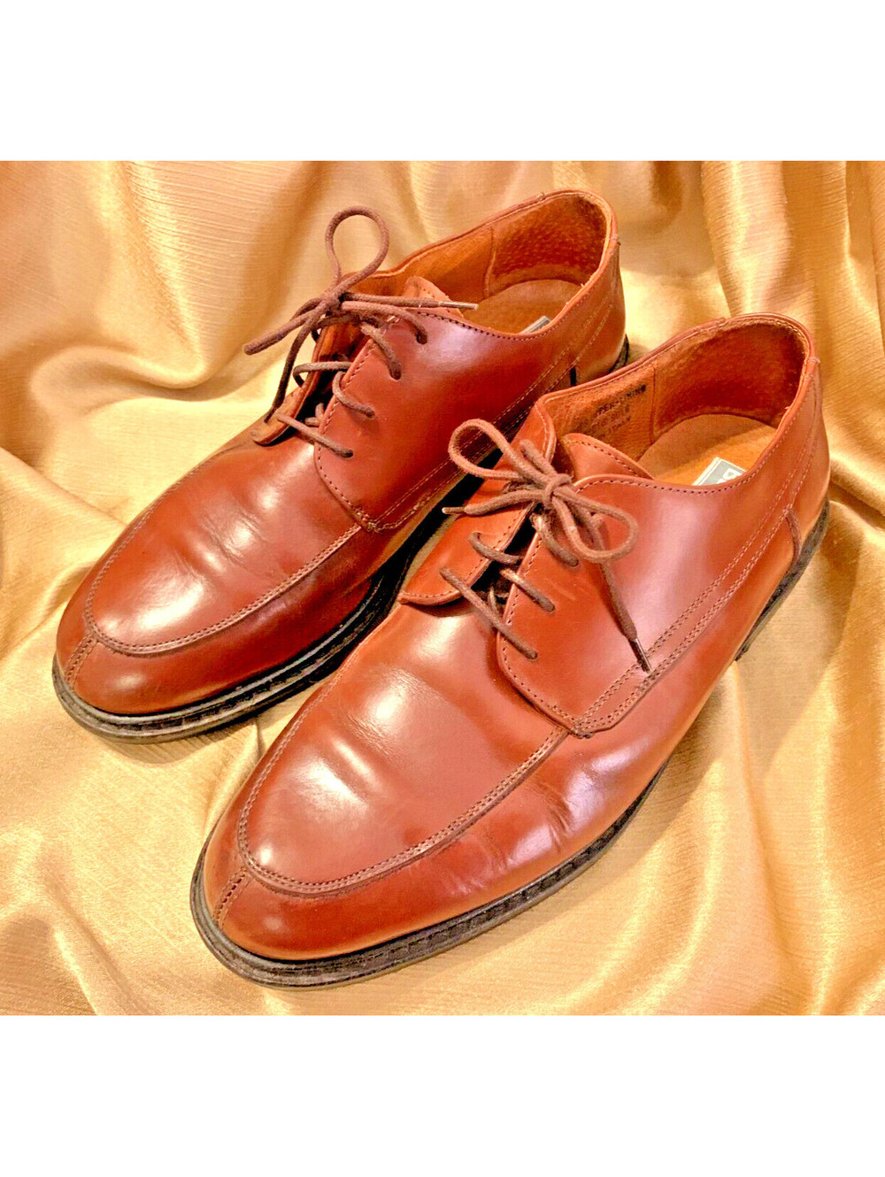 Belmondo Italian Leather Laced Oxford Shoes Hand-Made Men 8 1/2 Brown Split-Toe